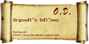 Orgován Dénes névjegykártya